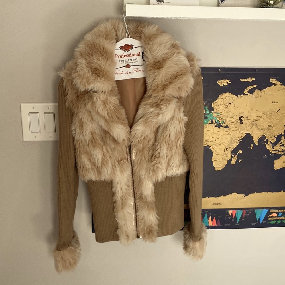 Boston proper fur jacket
